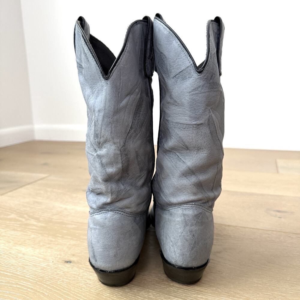 Vintage Capezio Dusty Blue Gray Leather Western Cowgirl Cowboy 80s Boots Sz 9 M - Picture 5 of 9